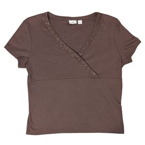 Vintage y2k Cato Beaded Boho Crossover Blouse, Size L